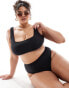 Фото #2 товара South Beach Curve high leg high waist bikini bottom in black