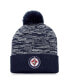 Фото #3 товара Men's Navy Winnipeg Jets Defender Cuffed Knit Hat with Pom