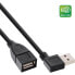 Фото #2 товара InLine USB 2.0 Smart Cable angled + reversible Type A male / female black 0.2m
