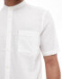 French Connection short sleeve grandad collar linen shirt in white