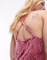 Topshop crushed velvet bias maxi slip in pink Розовый, S - EU 36-38 - фото #3