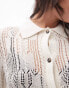 Фото #3 товара Topshop knitted long sleeve stitchy pattern shirt in cream