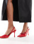 Фото #8 товара Public Desire Wide Fit smoosh front strap heeled shoes in red