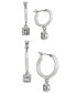 ფოტო #1 პროდუქტის 2-Pc. Set Crystal Charm Hoop Earrings, Created for Macy's