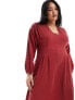 Фото #5 товара ASOS DESIGN Curve textured balloon sleeve midi dress in raspberry