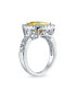 ფოტო #3 პროდუქტის Classic Timeless 6CT AAA CZ Canary Yellow Halo Square Cushion Cut Statement Engagement Ring For Women Cubic Zirconia Pave Band .925 Sterling Silver