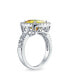 ფოტო #3 პროდუქტის Classic Timeless 6CT CZ Yellow Halo Square Cushion Cut Statement Engagement Ring For Women Cubic Zirconia Pave Band Sterling Silver