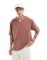 Фото #1 товара ASOS DESIGN relaxed t-shirt with v-neck and front pocket in brown