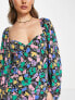 ASOS DESIGN flared sleeve mini tea dress in multi-coloured splodge print