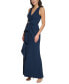 Women's V-Neck Cascading-Ruffle Side-Slit Gown