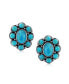 Southwestern Turquoise Cabochon Oval Large Gemstones Western Concho Clip On Earrings For Women Non Pierced Ears .925 Sterling Silver