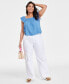 ფოტო #1 პროდუქტის Women's Cotton Gauze Flutter-Sleeve Top, Created for Macy's