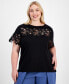 Фото #1 товара Plus Size Harmony Lace-Trim Knit Top