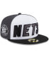 ფოტო #1 პროდუქტის Men's White, Black Brooklyn Nets Back Half 9FIFTY Fitted Hat