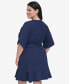 Фото #2 товара Plus Size Tulip-Sleeve Faux-Wrap Dress