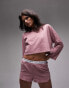 Topshop branded jersey pyjama short set in mauve