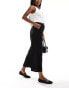 Vero Moda jersey pull on 7/8 trouser with button waist detail in black