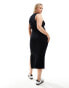 Фото #6 товара ASOS DESIGN Curve knitted racer midi dress in black