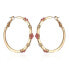 Gold-Tone Glass Stone Hoop Earrings