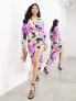 Фото #3 товара ASOS EDITION long sleeve cut out midaxi dress in purple graphic floral