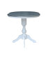 36" Round Top Pedestal Counter Height Dining Table with 12" Leaf