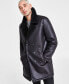 Фото #4 товара Beau Regular-Fit Faux-Leather Fleece-Lined Overcoat, Created for Macy's