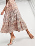 French Connection tiered midi skirt in boho paisley
