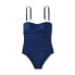 Фото #4 товара Women's Twist-Front Bandeau Classic One Piece Swimsuit - Kona Sol Navy Blue XS