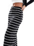 New Look stripe wide leg trouser in black