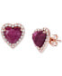 Фото #3 товара Ruby (3-3/4 ct. t.w.) & Diamond (1/5 ct. t.w.) Heart Stud Earrings in 14k Rose Gold