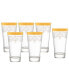 Фото #1 товара High Ball 6 Piece Stencil Pattern and Gold Band Glass Set