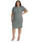 Фото #1 товара Plus Size Jewel-Neck Tweed Sheath Dress