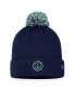 Фото #2 товара Men's Deep Sea Blue Seattle Kraken 2023 NHL Draft Cuffed Knit Hat with Pom