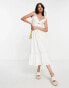 Фото #2 товара Topshop frill dobby broderie cut out midi sun dress in ivory