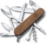 Victorinox Huntsman Wood Pocket Knife, 13 Functions, Large Blade, Saw, Scissors, Walnut