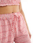 ASOS DESIGN gingham pull on trouser in red Красный, 46 - фото #5