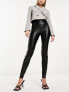 Фото #2 товара Vila leather look leggings in black