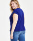 Фото #2 товара Plus Size Rhinestone Rolled-Sleeve Top, Created for Macy's