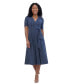 ფოტო #1 პროდუქტის Petite Pleated V-Neck Tie-Waist Dress