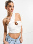 Фото #1 товара ASOS DESIGN cross over keyhole halter top in white