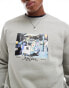 Фото #3 товара ONLY & SONS crew neck sweat with NY photo print in washed light grey