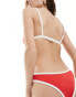 Stradivarius bikini pant with contrast piping in red Красный, XS - фото #3