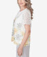 ფოტო #4 პროდუქტის Petite Charleston Short Sleeve Floral Lace Necklace Top