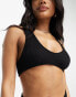 Фото #4 товара ASOS DESIGN Amy mix and match crinkle skinny scoop crop bikini top in black - BLACK