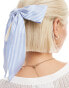 Фото #1 товара DesignB London stripe hair bow in blue and white