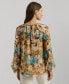 ფოტო #2 პროდუქტის Women's Floral Tie-Neck Blouse, Regular & Petite