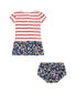 ფოტო #2 პროდუქტის Baby Girls Striped Cotton-Blend Dress and Bloomer Set