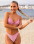 Фото #2 товара South Beach X Miss Molly high leg bikini bottom in metallic pink