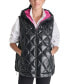 Women's Quilted Curved Hem Puffer Vest with Pop Mesh Lining