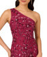 ფოტო #3 პროდუქტის Women's One-Shoulder Beaded Evening Gown